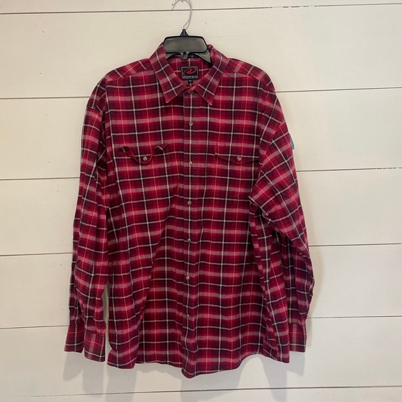 Mens ROPER Pearl Snap Red Black Plaid Long Sleeve Shirt sz 2XL - Picture 1 of 8